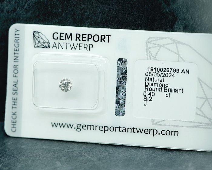 1 pcs Diamant  (Natur)  - 0.40 ct - J - SI2 - Gem Report Antwerp (GRA)