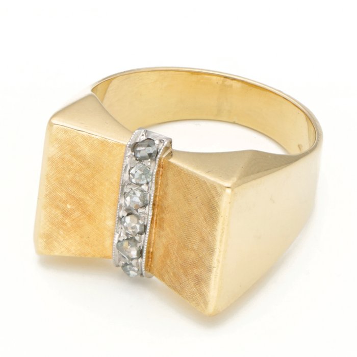 Ring - 18 kraat Gulguld Diamant (Natur)