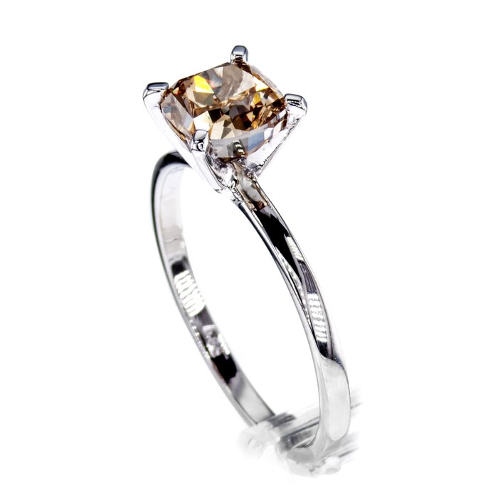 Ingen mindstepris - Forlovelsesring - 14 karat Hvidguld -  1.52ct. tw. Diamant (Naturfarvet)