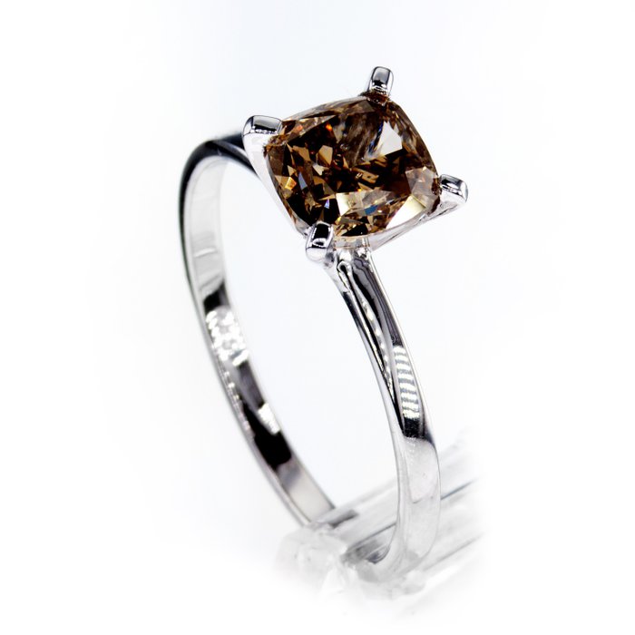 Ingen mindstepris - Forlovelsesring - 14 karat Hvidguld -  1.52ct. tw. Diamant (Naturfarvet)