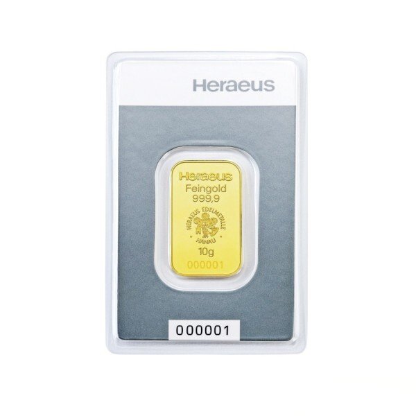 10 gram - Guld 999 - Heraeus - Forseglet