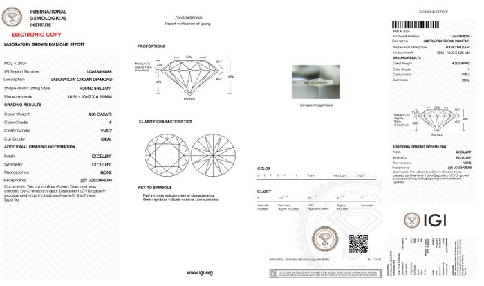 Ingen mindstepris - Ring - 18 kraat Hvidguld -  4.30ct. tw. Diamant (Laboratoriedyrket) - Runde F-VVS2