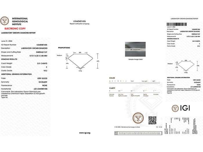 Øreringe - 14 karat Hvidguld -  4.03ct. tw. Diamant (Laboratoriedyrket)