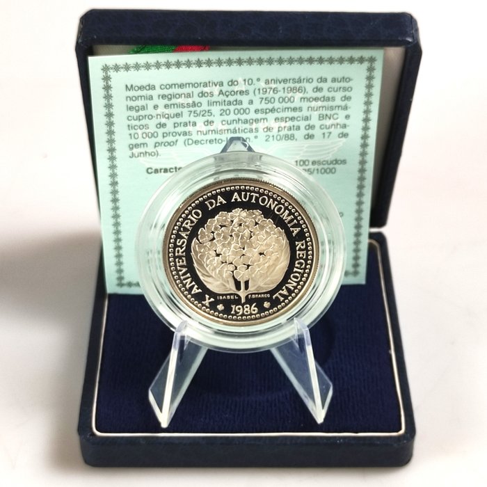 Portugal. 100 Escudos 1986 "10th Anniversary of Regional Autonomy" Proof  (Ingen mindstepris)