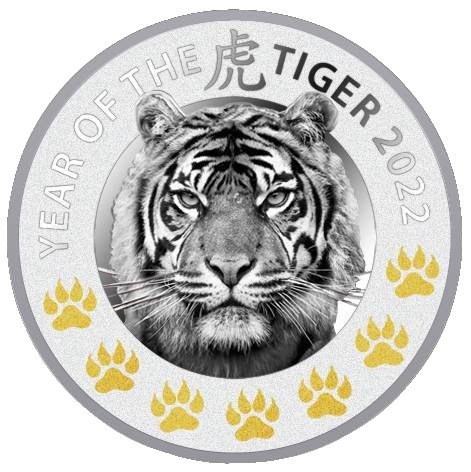 Niue 1 Dollar 2022 Year of the Tiger - 7 Elements 1/2 Oz (999) Proof  (Ingen mindstepris)