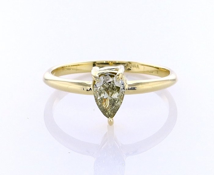 Ring - 14 karat Gulguld -  050ct tw Diamant (Naturfarvet)