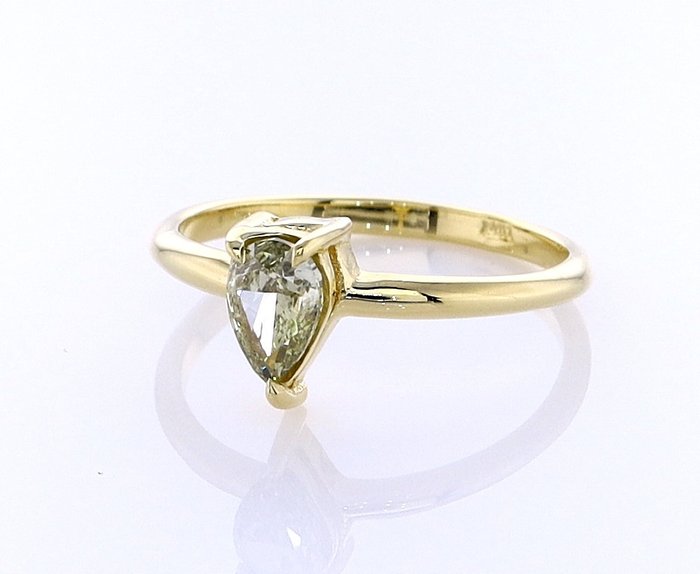 Ring - 14 karat Gulguld -  050ct tw Diamant (Naturfarvet)