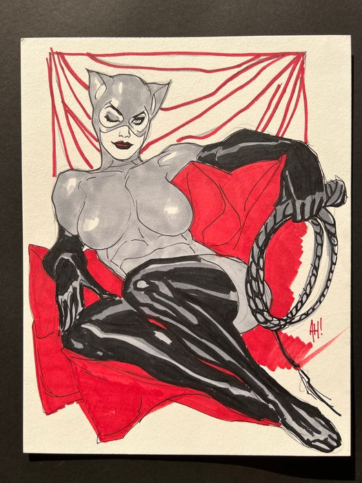 Adam Hughes - 1 Original drawing - Catwoman - Pin Up