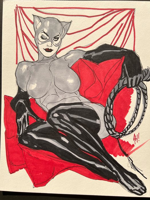 Adam Hughes - 1 Original drawing - Catwoman - Pin Up