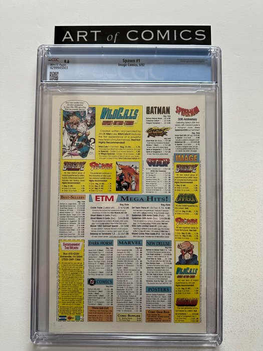 Spawn #1 - 1st Appearance Of Spawn - Pitt Pinup By Dale Keown - Spawn Pinup By George Perez - Spawn Pull Out Poster (Still Present) - CGC Graded 96 - Extremely High Grade - White Pages!! - 1 Graded comic - Første udgave - 1992