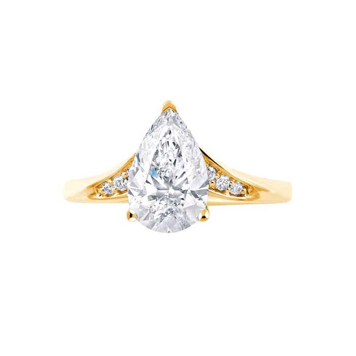 Ring - 14 karat Gulguld -  2.06ct. tw. Diamant (Laboratoriedyrket) - Diamant