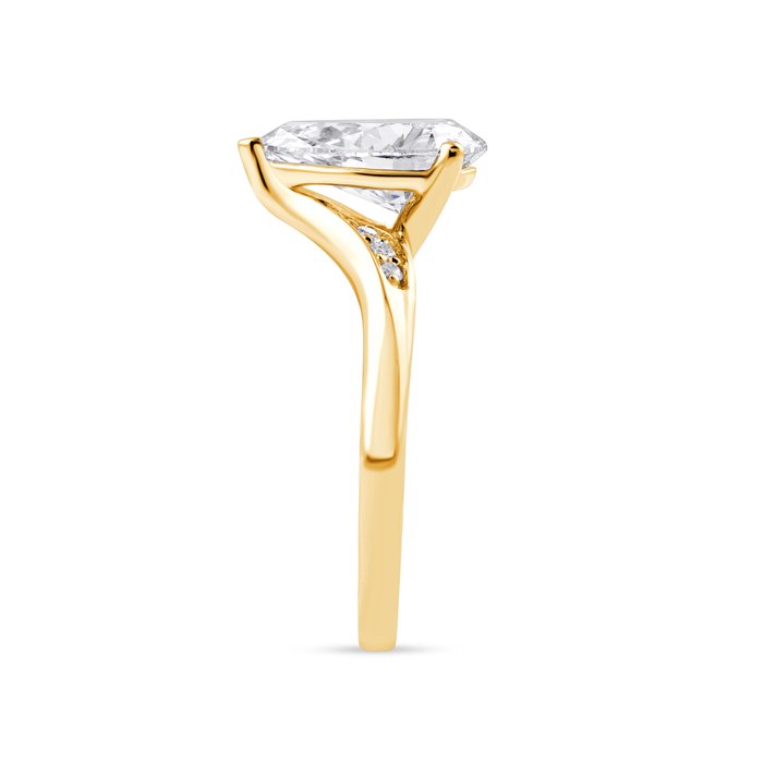 Ring - 14 karat Gulguld -  2.06ct. tw. Diamant (Laboratoriedyrket) - Diamant