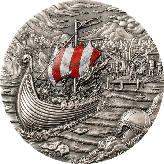 Palau. 10 Dollars 2021 Vikings Rites of Passage - Afterlife Series - Antique Finish, 2 Oz (.999)