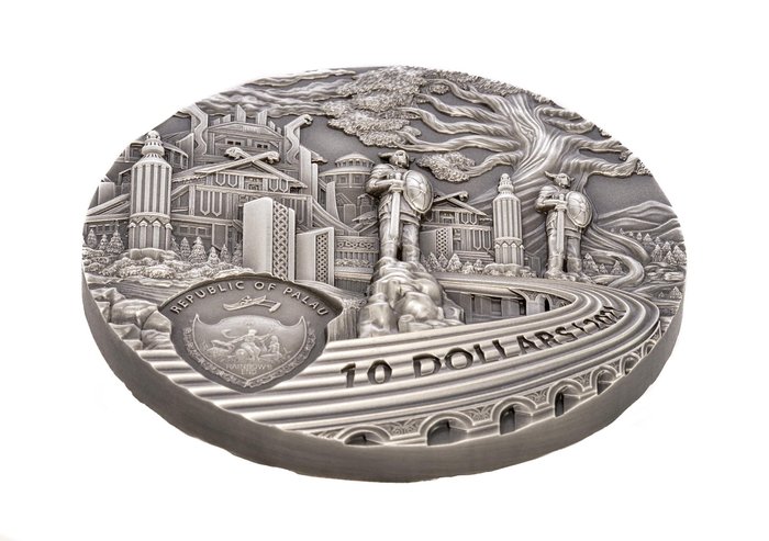 Palau. 10 Dollars 2021 Vikings Rites of Passage - Afterlife Series - Antique Finish, 2 Oz (.999)