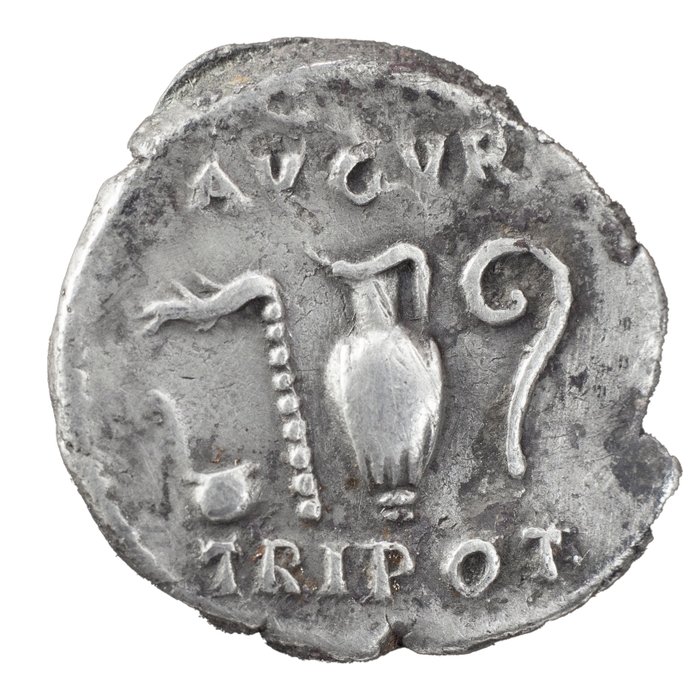 Romarriket. Vespasian (AD 69-79). Denarius Rome, AD 72-73 - Sacrificial implements  (Ingen mindstepris)