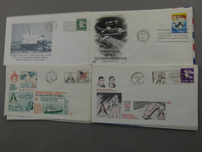 Samling af 54 STS-1 Top Shuttle Covers - 1980-1990