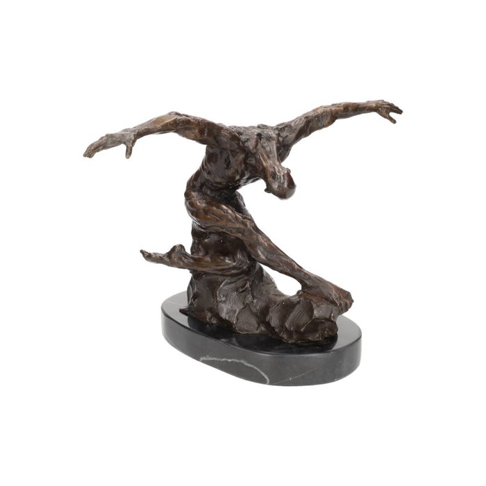 Skulptur, Abstracte man in atletische pose - 28 cm - Bronze