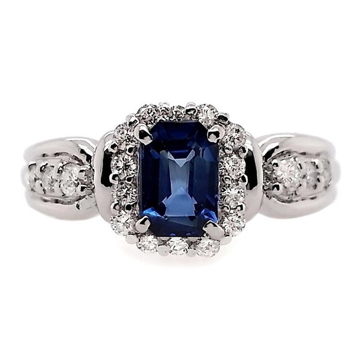 Ring Platin -  1.22ct. tw. Safir - Diamant