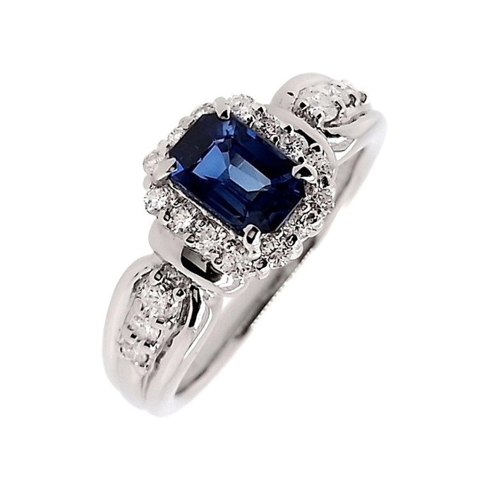 Ring Platin -  1.22ct. tw. Safir - Diamant