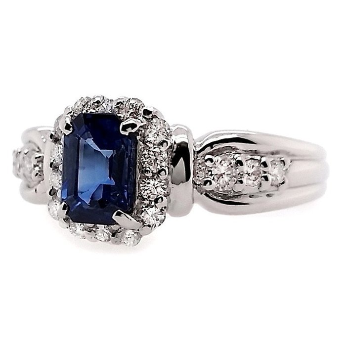 Ring Platin -  1.22ct. tw. Safir - Diamant