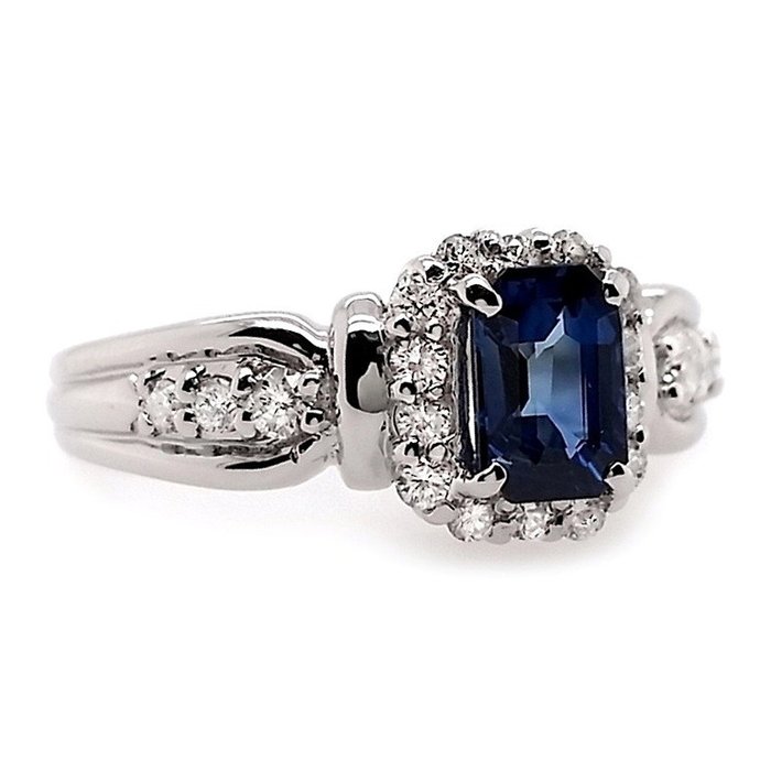 Ring Platin -  1.22ct. tw. Safir - Diamant