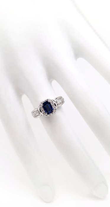 Ring Platin -  1.22ct. tw. Safir - Diamant