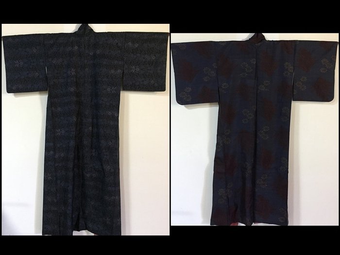 Sæt med 2 / 大島紬 OSHIMA TSUMUGI / Japanese Vintage Kimono 着物 - Silke - Japan - Shōwa-periode (1926-1989)