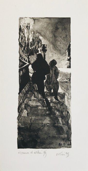 Jean-Jacques Ostier (1945- 2011) - Escalier à Montmartre - Lithographie originale signée