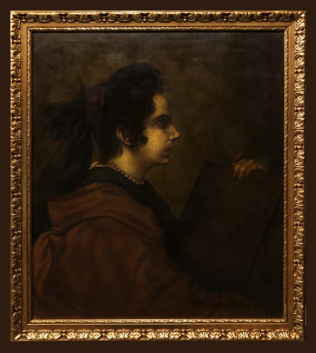 École Espagnole (XIX-XX) - Juana Pacheco, femme du peintre, déguisée en Sybile (D'après Velázquez)