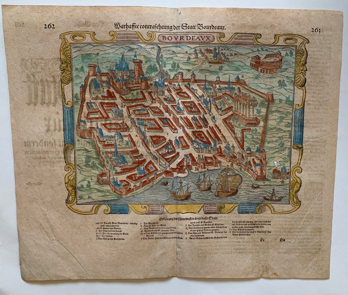 Frankrig - Bordeaux; Sebastian Münster - Warhaffte contrafehtung der Statt Bourdeaux. - 1561-1580