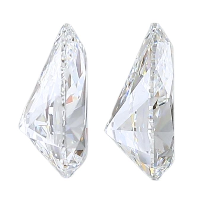 2 pcs Diamant  (Natur)  - 1.00 ct - Pære - E - VVS1, VVS2 - Gemological Institute of America (GIA)