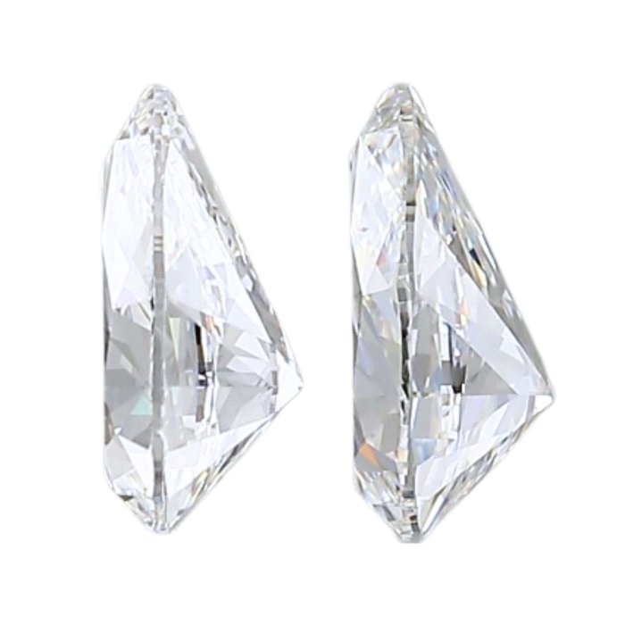 2 pcs Diamant  (Natur)  - 1.00 ct - Pære - E - VVS1, VVS2 - Gemological Institute of America (GIA)