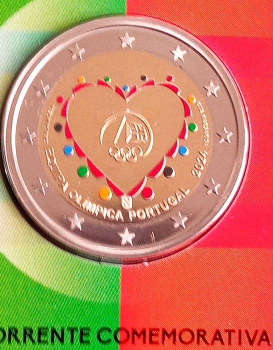 Portugal. 1 Euro / 2 Euro 2024 "Equipa Olimpica Portugal" + "Porto International Numismatic Fair" (2 moedas) Proof + BU