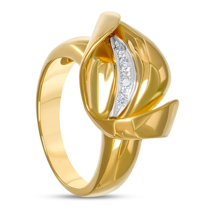 Ring - 18 kraat Gulguld, Hvidguld Diamant (Natur)