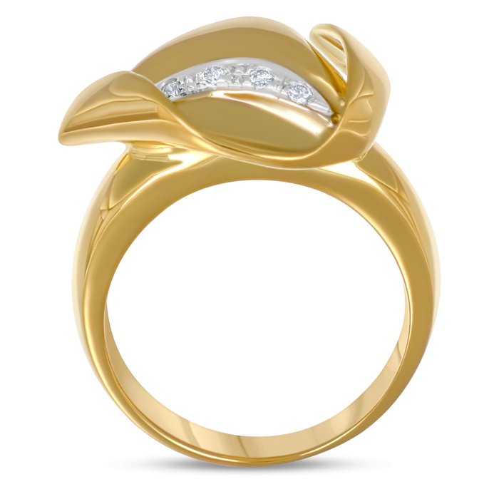 Ring - 18 kraat Gulguld, Hvidguld Diamant (Natur)