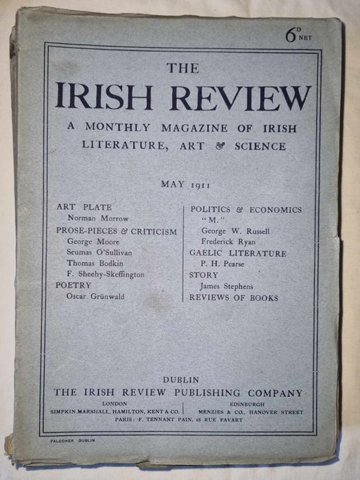 The Irish review. Jack Butler Yeats, W.B Yeats, Padraig Pearse, Plunkett, e.a. - 1911-1914