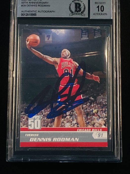 2007/08 Topps Dennis Rodman - Autograph #29 Beckett Auto 10 Graded card