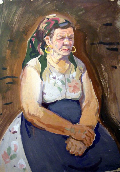 Yurij Severin (Ukrainian 1927 - after 1999) - Portrait of a Ukrainian peasant woman