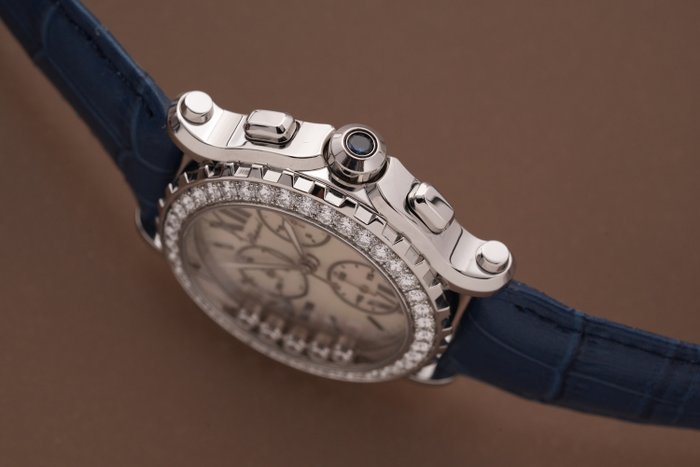 Chopard - Happy Sport Chronograph Floating Diamonds 18k White Gold Diamond Bezel - 288506-2001 - Unisex - 2011-nu