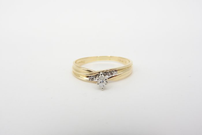 Ring - 14 karat Gulguld, Hvidguld -  0.20ct. tw. Diamant (Natur)  - Diamant