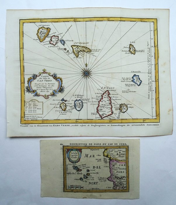 Kap Verde - Kap Verde, Senegal, Mauretanien.; Bertius / Hondius  J.N. Bellin - Insulae Capitis Viridis / Carte des Isles du Cap Verd... - Kaart van de Eilanden van Kabo Verde... - 1601-1620