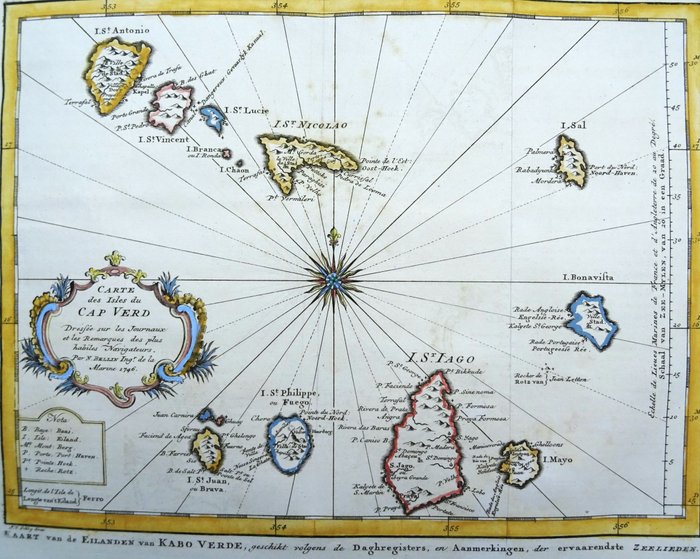 Kap Verde - Kap Verde, Senegal, Mauretanien.; Bertius / Hondius  J.N. Bellin - Insulae Capitis Viridis / Carte des Isles du Cap Verd... - Kaart van de Eilanden van Kabo Verde... - 1601-1620