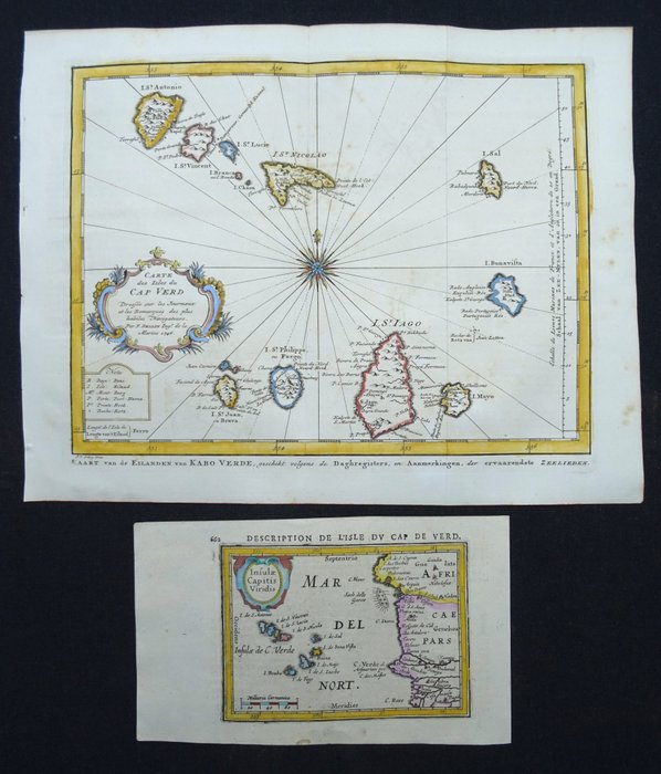 Kap Verde - Kap Verde, Senegal, Mauretanien.; Bertius / Hondius  J.N. Bellin - Insulae Capitis Viridis / Carte des Isles du Cap Verd... - Kaart van de Eilanden van Kabo Verde... - 1601-1620