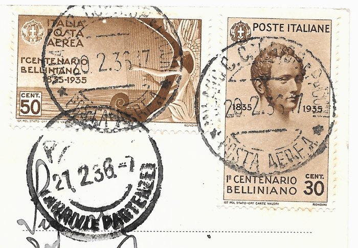 Italien Kongerige 1935 - 100-ÅR FOR BELLINIS DØD - SASSONE 389 391 392 A91 A12