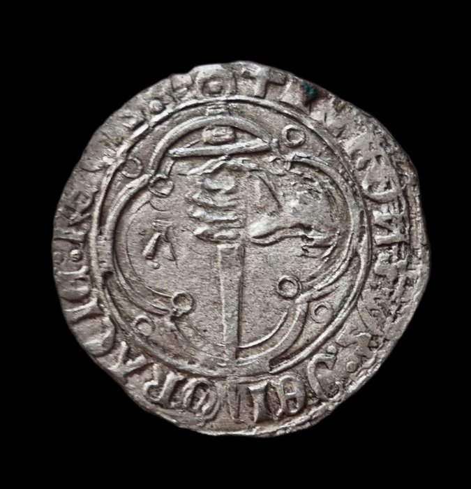 Portugal. D. Afonso V (1438-1481). Espadim (4 Reais Brancos) - Lisboa - NOSTRVM:N:N / GRACI€:R€GIS:P - Arcos Duplos - 4º Tipo - Escassa. Free Shipping