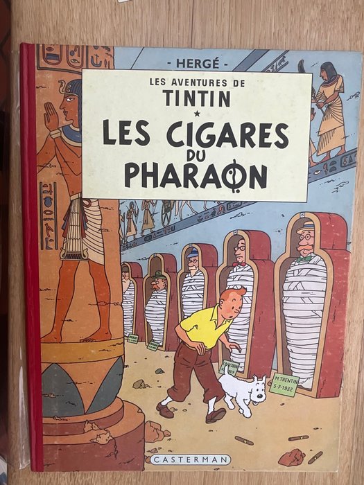 Tintin T4 - Les Cigares  du Pharaon (B14) - C - 1 Album - Første belgiske udgave - 1955