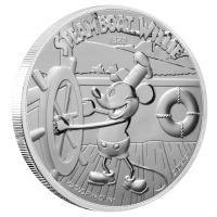 Niue. 2 Dollars 2020 Disney Steamboat Willie 2020 Polierte Platte mit COA und BOX - 1 oz