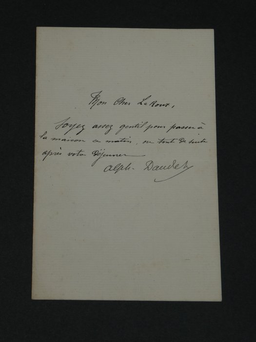 Alphonse Daudet - Billet autographe signé adressé à "Mon cher Leroux" - 1880