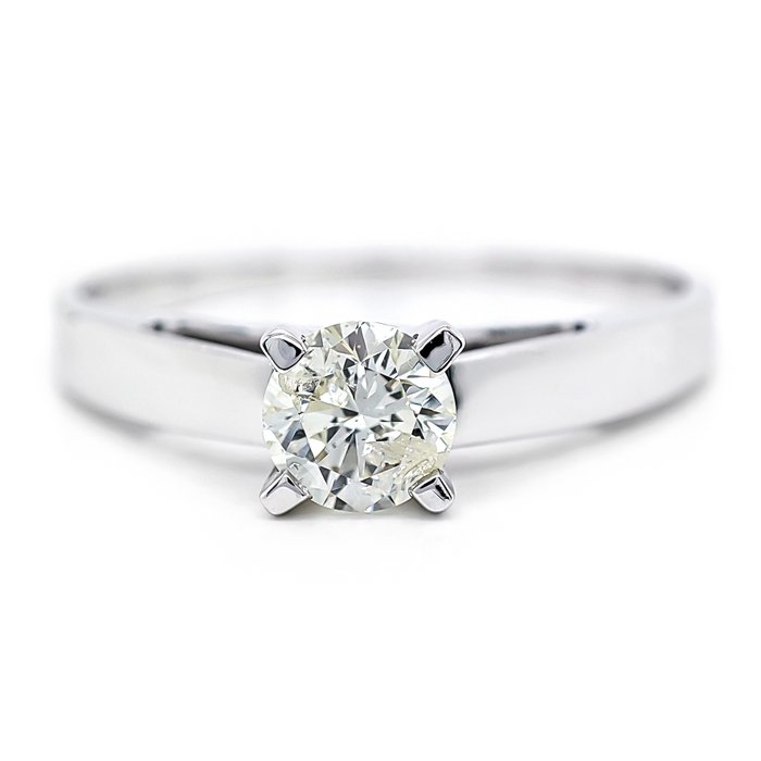 Ring - 14 karat Hvidguld -  0.33ct. tw. Diamant (Naturfarvet)