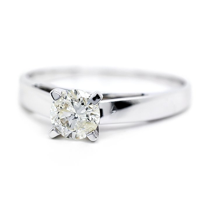 Ring - 14 karat Hvidguld -  033ct tw Diamant (Naturfarvet)